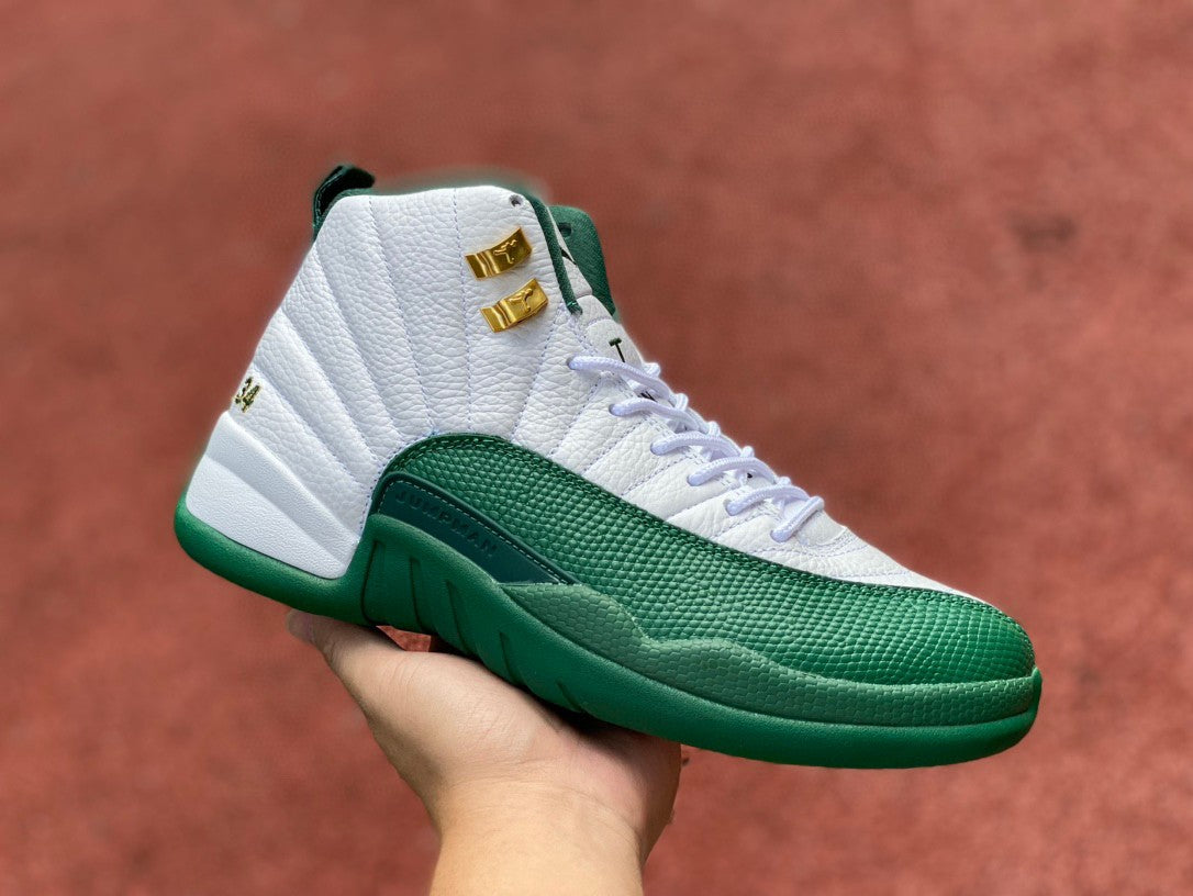 Jordan 12 Retro 'white And Green' Unisex Streetwear Limited Edition - Introducing the Air Jordan 12 Retro 'White and Green,' a perfect blend of style and