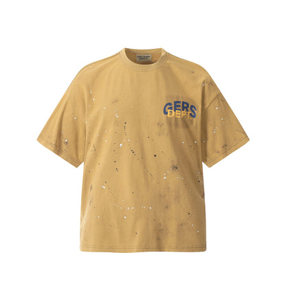 GALLERY Dept 24ss La T-Shirt - Red Unisex Streetwear Limited Edition - Introducing the 2024 Spring/Summer Gallery Dept. LA Baja-Inspired Post-Apocalyptic Mud-Dyed Hand-Painted Heavy Duty T-Shirt. This