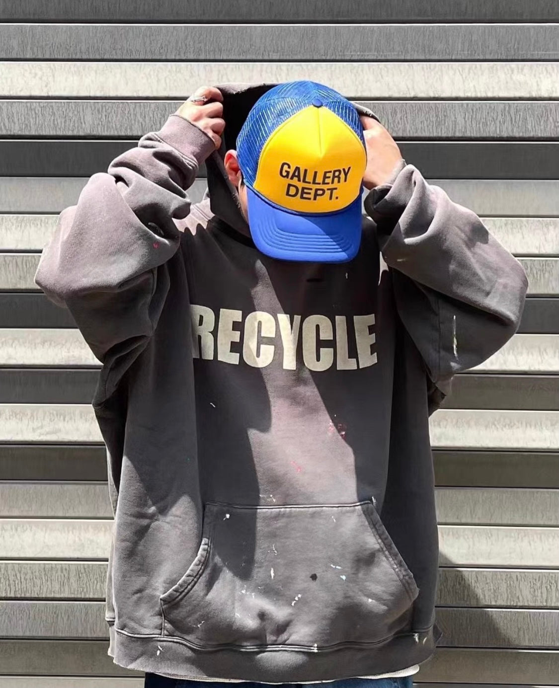 GALLERY Dept 23fw 'recycle' Hoodie - Grey Unisex Streetwear Limited Edition - **Gallery Dept. 'RECYCLE' Hoodie: Detailed Product Description** The Gallery Dept. 'RECYCLE' Hoodie is a unique