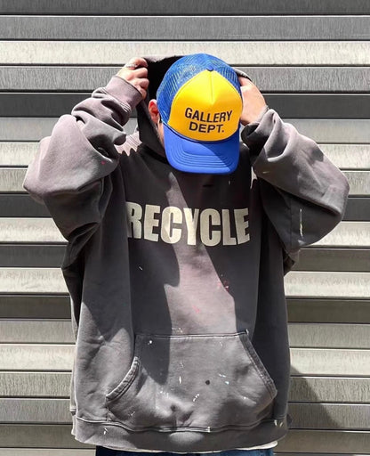 GALLERY Dept 23fw 'recycle' Hoodie - Grey Unisex Streetwear Limited Edition - **Gallery Dept. 'RECYCLE' Hoodie: Detailed Product Description** The Gallery Dept. 'RECYCLE' Hoodie is a unique