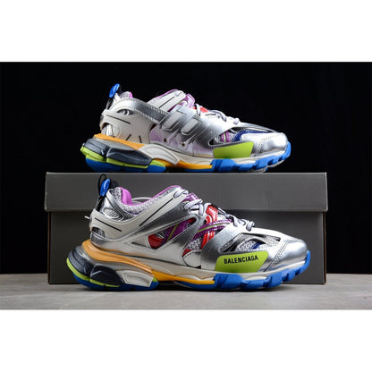 BALENCIAGA Track - Leather Free Silver Multi - White Unisex Streetwear Limited Edition - The Balenciaga Track x Leather Free White Silver Multi is an eco-conscious iteration of the