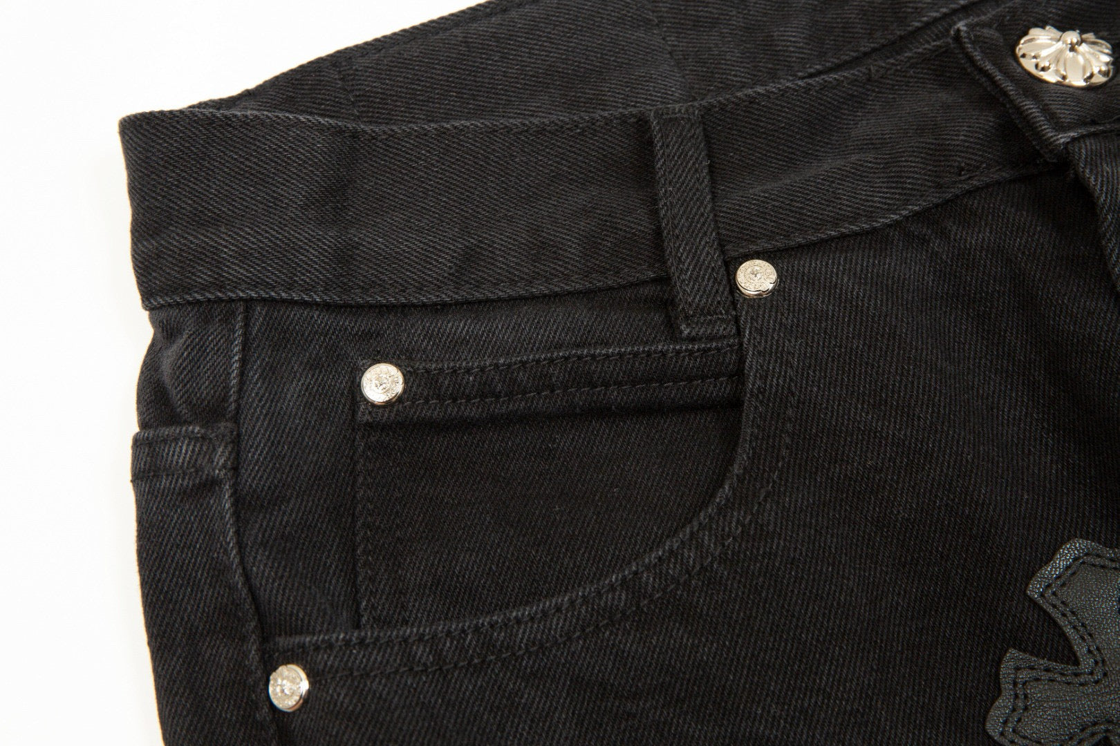 CHROME Hearts Cross Patch Jeans - Black Unisex Streetwear Limited Edition
