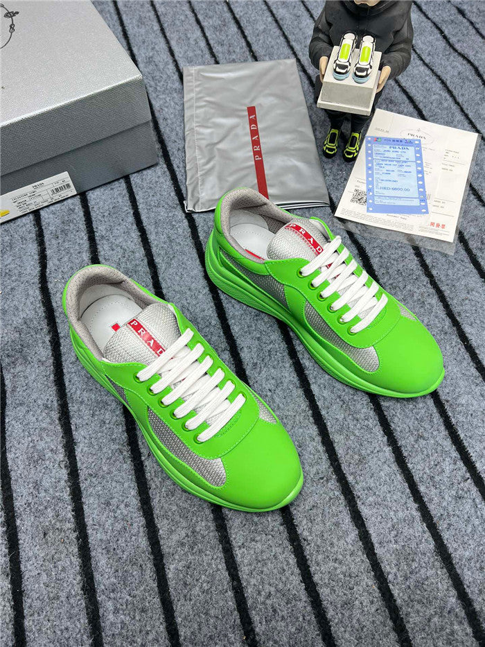 PRADA America's Cup Soft Rubber Apple Silver Sneakers - Green Unisex Streetwear Limited Edition