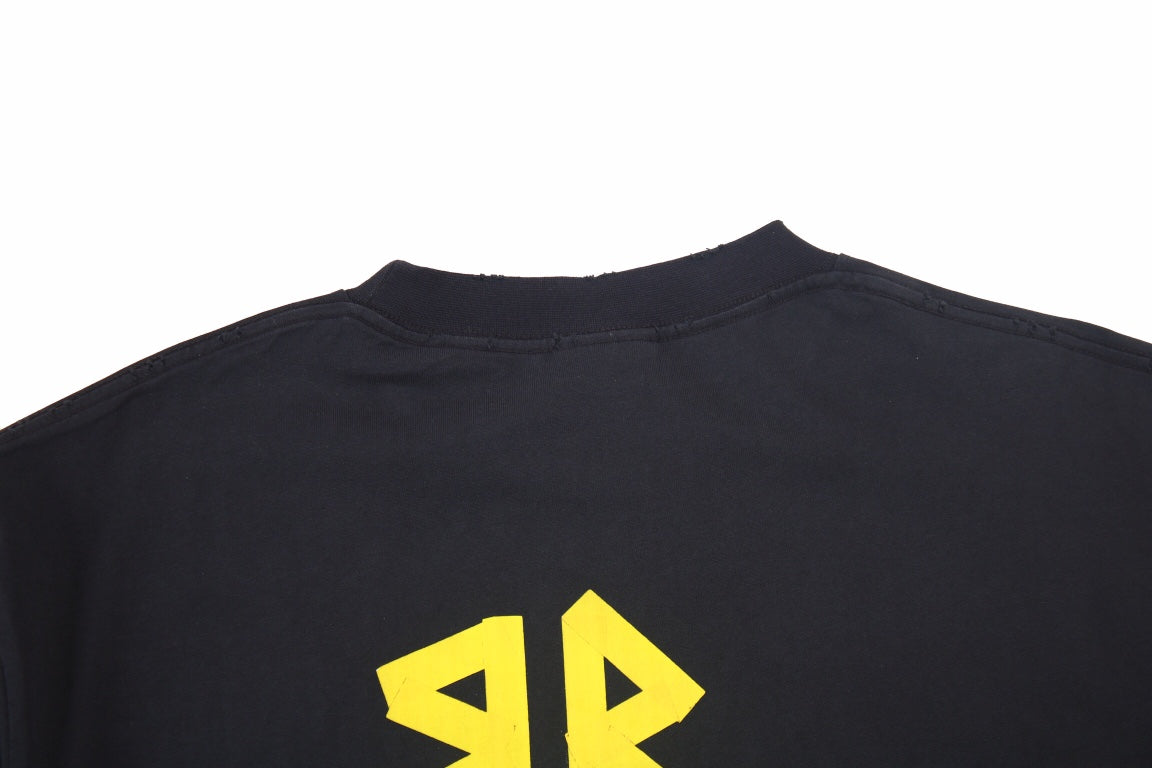 BALENCIAGA Logo T-shirt Yellow - Black Unisex Streetwear Limited Edition - The BALENCIAGA LOGO T-SHIRT BLACK YELLOW - REPLICA blends luxury minimalism with bold streetwear aesthetics