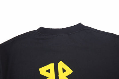 BALENCIAGA Logo T-shirt Yellow - Black Unisex Streetwear Limited Edition - The BALENCIAGA LOGO T-SHIRT BLACK YELLOW - REPLICA blends luxury minimalism with bold streetwear aesthetics