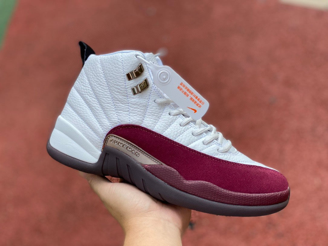 Jordan 12 Retro 'bordeau - And White' Unisex Streetwear Limited Edition - Introducing the Air Jordan 12 Retro 'Bordeaux and White,' a refined and stylish addition to