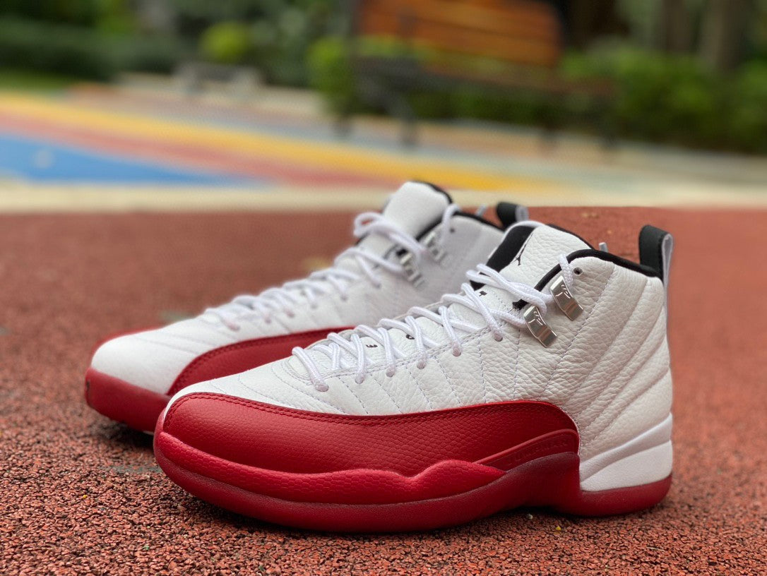 Jordan 12 Retro 'white - Varsity Red' Unisex Streetwear Limited Edition - **Product Description: Air Jordan 12 Retro 'White/Varsity Red'** The Air Jordan 12 Retro 'White/Varsity Red'