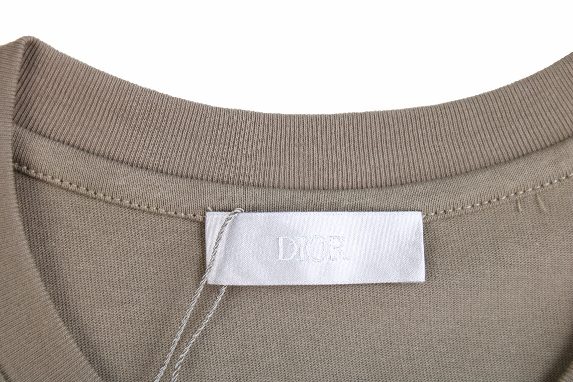 Dior Double D Logo T-shirt (khaki) - White Unisex Streetwear Limited Edition - <p dir='ltr'><span>This Dior t-shirt features a minimalist design with the 'CD' logo embroidered on