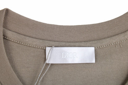 Dior Double D Logo T-shirt (khaki) - White Unisex Streetwear Limited Edition - <p dir='ltr'><span>This Dior t-shirt features a minimalist design with the 'CD' logo embroidered on