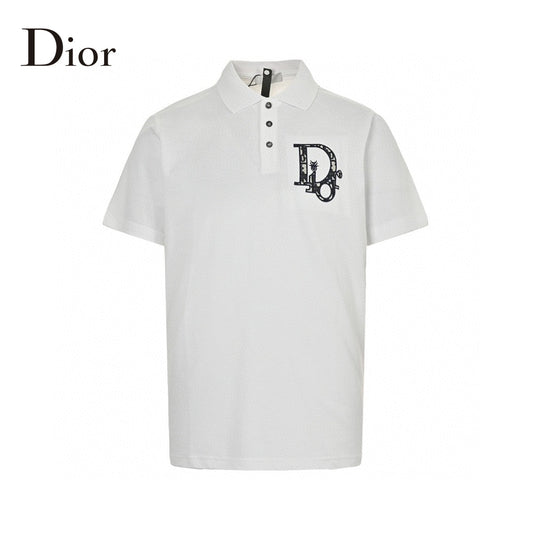 Dior Oblique Embroidered Polo Shirt - White Unisex Streetwear Limited Edition - This Dior polo shirt features a sophisticated design with the iconic Dior Oblique pattern embroidered