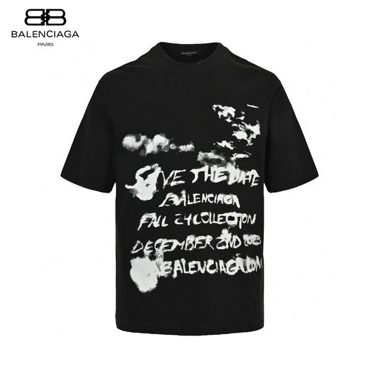 Balenciaga Save The Date T-shirt - Black Unisex Streetwear Limited Edition - This Balenciaga t-shirt features a unique white graphic that reads 'Save the Date Balenciaga Fall