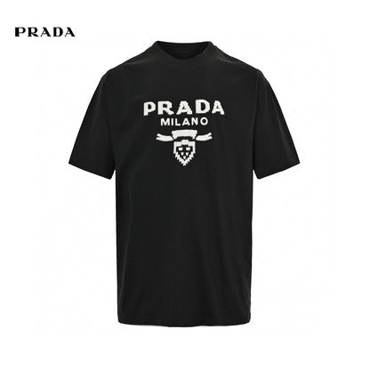 Prada Milano Emblem T-shirt - Black Unisex Streetwear Limited Edition - This Prada t-shirt features a classic design with the Prada Milano logo and an emblem