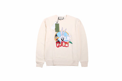 Gucci Bugs Bunny Sweatshirt - - White Unisex Streetwear Limited Edition - This white Gucci sweatshirt features a playful graphic of Bugs Bunny with the iconic Gucci