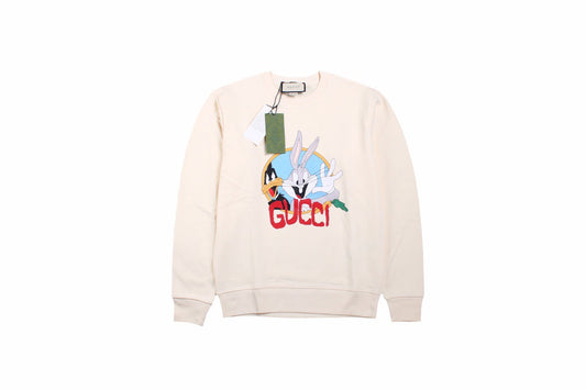 Gucci Bugs Bunny Sweatshirt - - White Unisex Streetwear Limited Edition - This white Gucci sweatshirt features a playful graphic of Bugs Bunny with the iconic Gucci