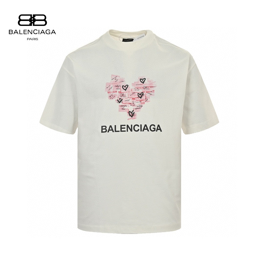 Balenciaga Love Notes T-shirt In - White Unisex Streetwear Limited Edition - The Balenciaga Love Notes T-Shirt in white is a playful and stylish addition to your