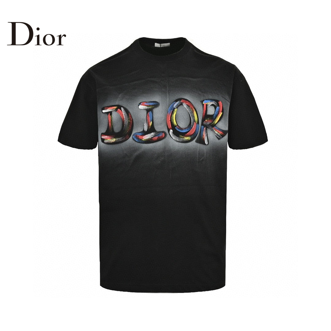 Dior Artistic Logo T-shirt (black) Unisex Streetwear Limited Edition - The Dior Artistic Logo T-Shirt in black is a statement piece that blends bold design