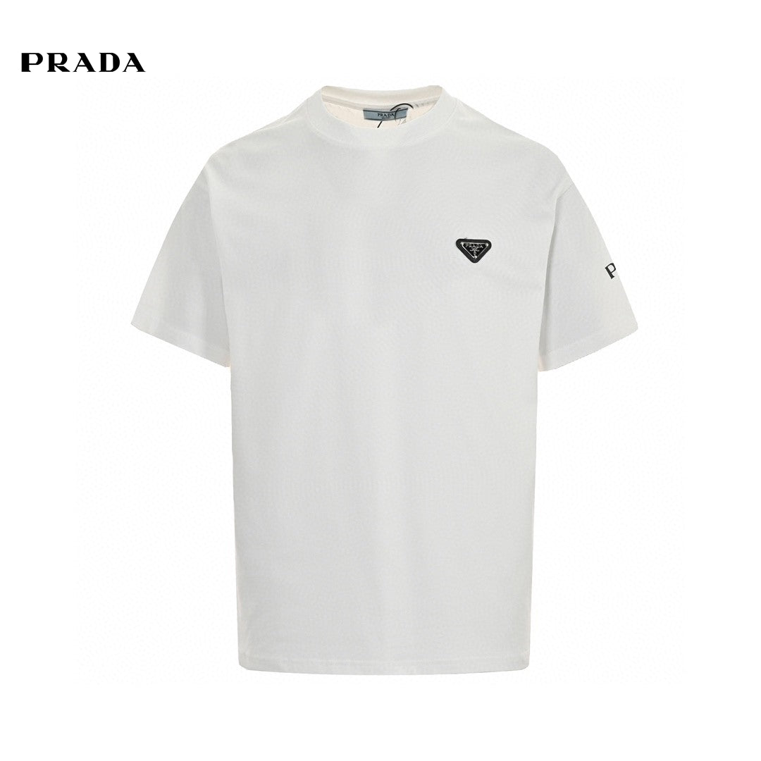 Prada Logo T-shirt (white) Unisex Streetwear Limited Edition - This Prada t-shirt features the iconic Prada logo on the chest and sleeve. Made from