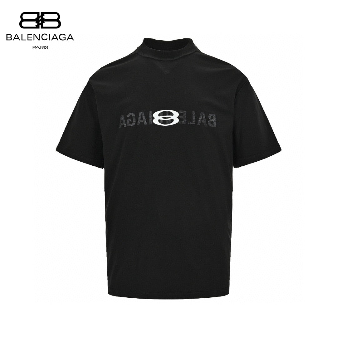 Balenciaga Reflective Logo T-shirt - Black Unisex Streetwear Limited Edition - This Balenciaga Reflective Logo Black T-Shirt features a distinctive reflective Balenciaga logo on the front,