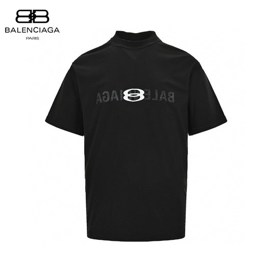 Balenciaga Reflective Logo T-shirt - Black Unisex Streetwear Limited Edition - This Balenciaga Reflective Logo Black T-Shirt features a distinctive reflective Balenciaga logo on the front,