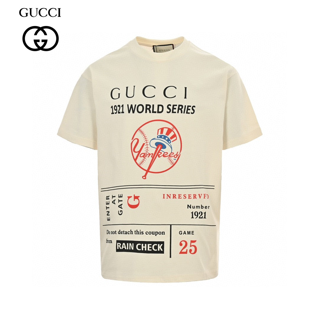 Gucci 1921 World Series T-shirt - White Unisex Streetwear Limited Edition - This Gucci 1921 World Series T-Shirt features a unique design inspired by vintage baseball tickets.