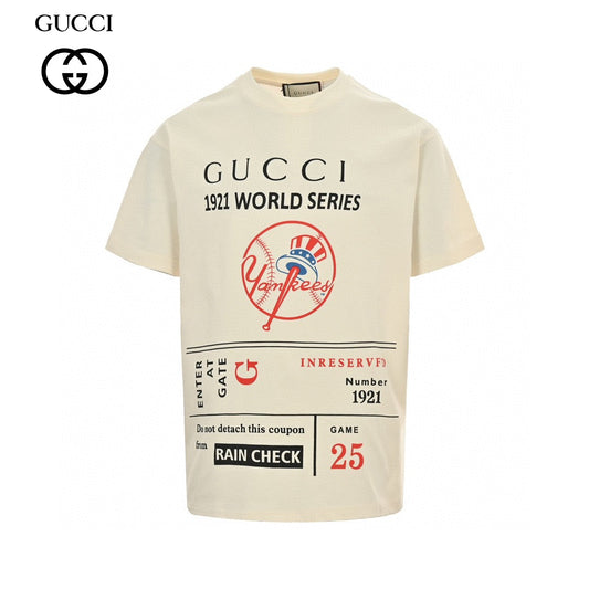 Gucci 1921 World Series T-shirt - White Unisex Streetwear Limited Edition - This Gucci 1921 World Series T-Shirt features a unique design inspired by vintage baseball tickets.