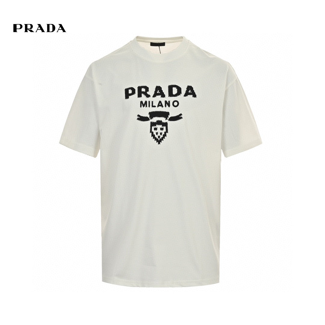 Prada Milano Emblem T-shirt - White Unisex Streetwear Limited Edition - This Prada t-shirt features a classic design with the Prada Milano logo and an emblem
