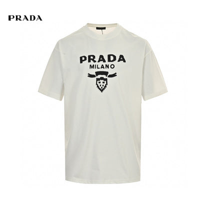 Prada Milano Emblem T-shirt - White Unisex Streetwear Limited Edition - This Prada t-shirt features a classic design with the Prada Milano logo and an emblem