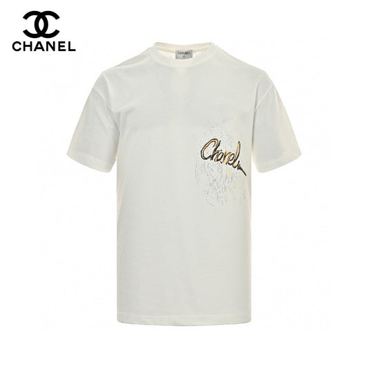 Chanel T-shirt - White Unisex Streetwear Limited Edition - This Chanel t-shirt features a minimalist white design. It has a subtle graphic on the