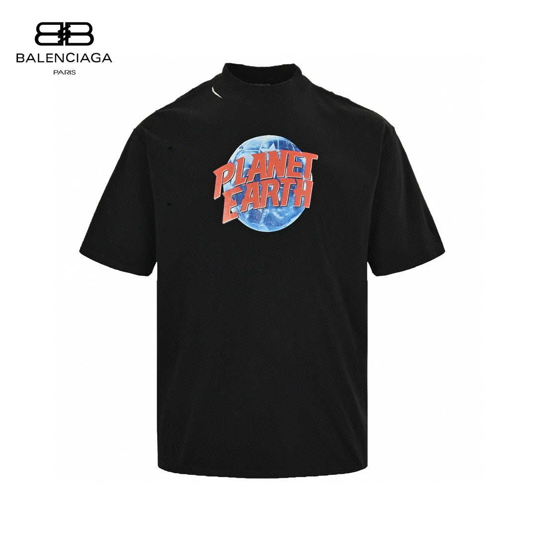 Balenciaga Planet Earth T-shirt - Black Unisex Streetwear Limited Edition - This Balenciaga t-shirt features a bold 'Planet Earth' graphic on the front. The shirt is