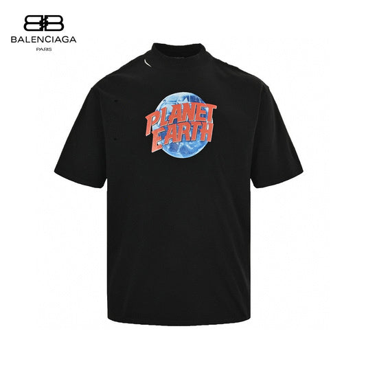 Balenciaga Planet Earth T-shirt - Black Unisex Streetwear Limited Edition - This Balenciaga t-shirt features a bold 'Planet Earth' graphic on the front. The shirt is