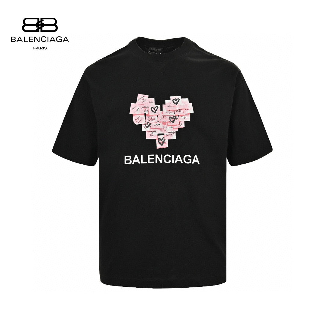 Balenciaga Love Notes T-shirt In - Black Unisex Streetwear Limited Edition - The Balenciaga Love Notes T-Shirt in black is a striking and fashionable piece that adds