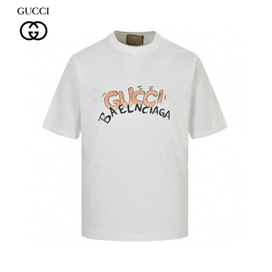 Gucci - Balenciaga Collaboration T-shirt (white) Unisex Streetwear Limited Edition - The Gucci x Balenciaga Collaboration T-Shirt in white is a standout piece from the highly