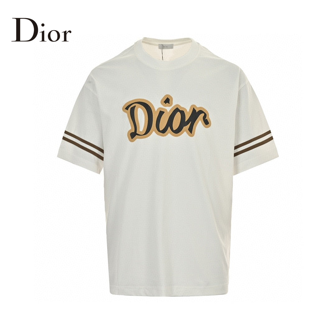 Dior And Brown T-shirt - White Unisex Streetwear Limited Edition - This Dior t-shirt features a bold graphic design with 'Dior' text prominently displayed. The white