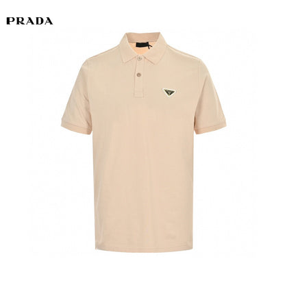 Prada Polo Shirt - Beige Unisex Streetwear Limited Edition - This Prada polo shirt features a minimalist design with a classic button-up collar and the