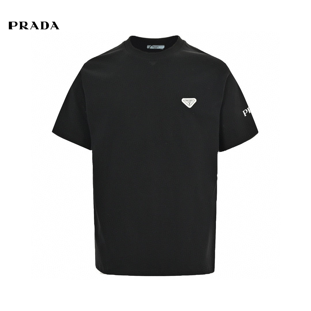 Prada Logo T-shirt (black) Unisex Streetwear Limited Edition - This Prada t-shirt in black features the iconic Prada logo on the chest and sleeve.