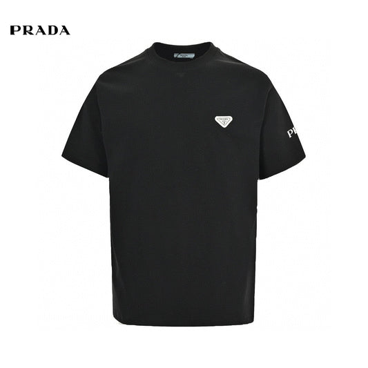 Prada Logo T-shirt (black) Unisex Streetwear Limited Edition - This Prada t-shirt in black features the iconic Prada logo on the chest and sleeve.