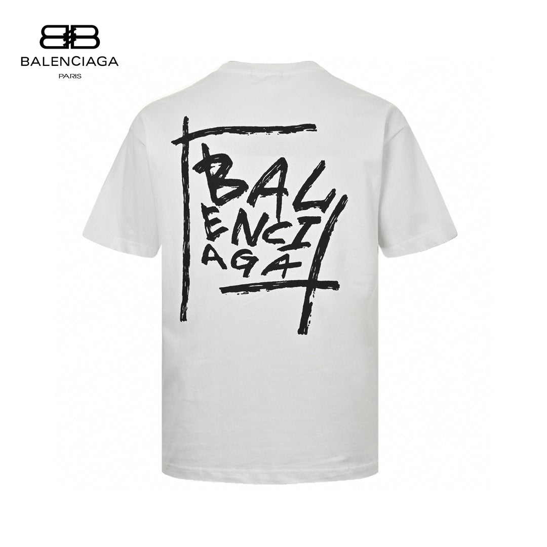 Balenciaga T-shirt With Bold Graphic - White Unisex Streetwear Limited Edition - The Balenciaga White T-Shirt with Bold Graphic is a statement piece for those who appreciate