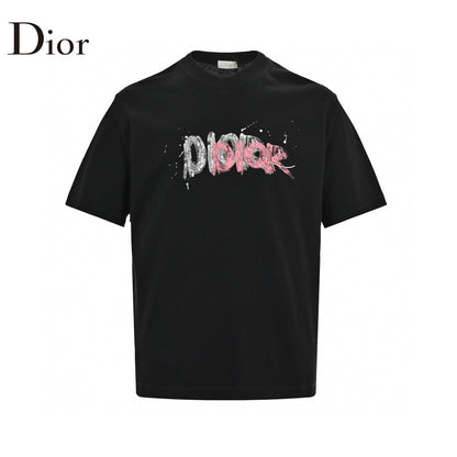 Dior Graffiti Logo T-shirt In - Black Unisex Streetwear Limited Edition - The Dior Graffiti Logo T-Shirt in black is a striking piece that combines the boldness