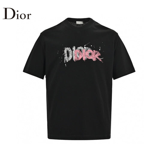 Dior Graffiti Logo T-shirt In - Black Unisex Streetwear Limited Edition - The Dior Graffiti Logo T-Shirt in black is a striking piece that combines the boldness
