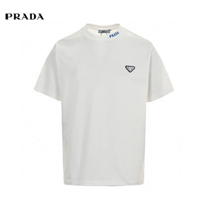 Prada Triangle Logo T-shirt - White Unisex Streetwear Limited Edition - This Prada t-shirt showcases the classic Prada triangle logo on the chest. Crafted from premium