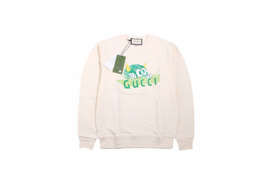 Gucci Monster Graphic Sweatshirt - Cream Unisex Streetwear Limited Edition - This Gucci sweatshirt in cream features a playful monster graphic with vibrant colors and the