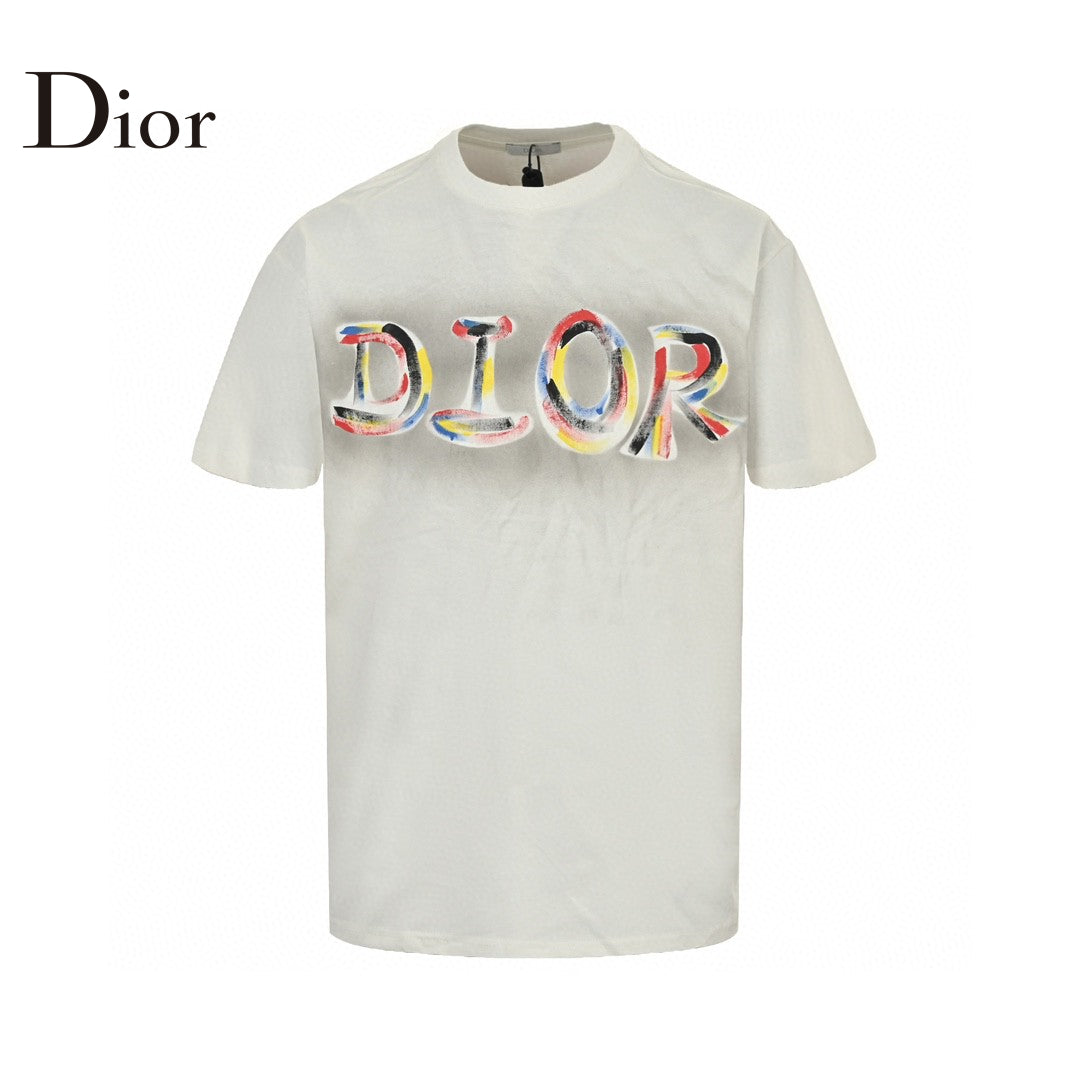 Dior Artistic Logo T-shirt (white) Unisex Streetwear Limited Edition - The Dior Artistic Logo T-Shirt in white is a vibrant and eye-catching piece that showcases