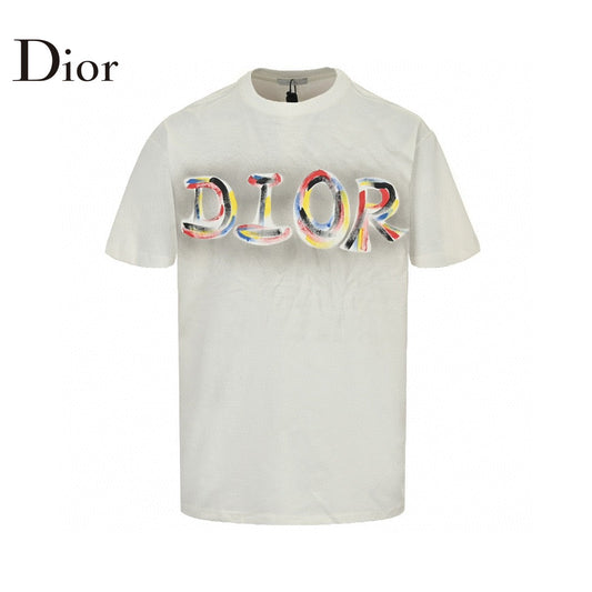 Dior Artistic Logo T-shirt (white) Unisex Streetwear Limited Edition - The Dior Artistic Logo T-Shirt in white is a vibrant and eye-catching piece that showcases