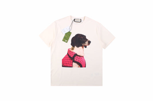 Gucci Dog Print T-shirt - Pink Unisex Streetwear Limited Edition - This unique Gucci t-shirt features a charming print of a dog wearing a bright pink