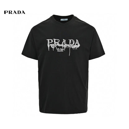 Prada Graphic Logo T-shirt (black) Unisex Streetwear Limited Edition - This black Prada T-shirt features a striking graphic logo print on the front, capturing the
