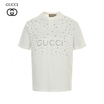 Gucci Embellished T-shirt - White Unisex Streetwear Limited Edition - This Gucci t-shirt features a stylish design with the Gucci logo and small black dot