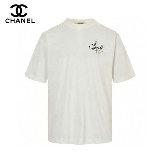 Chanel Signature Logo T-shirt - White Unisex Streetwear Limited Edition - This Chanel t-shirt features a small, elegant signature logo on the chest, adding a touch