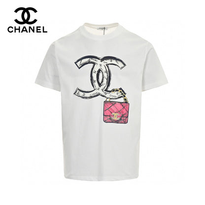Chanel Logo T-shirt (white) Unisex Streetwear Limited Edition - This white Chanel t-shirt showcases the iconic Chanel logo with a creative twist. It features