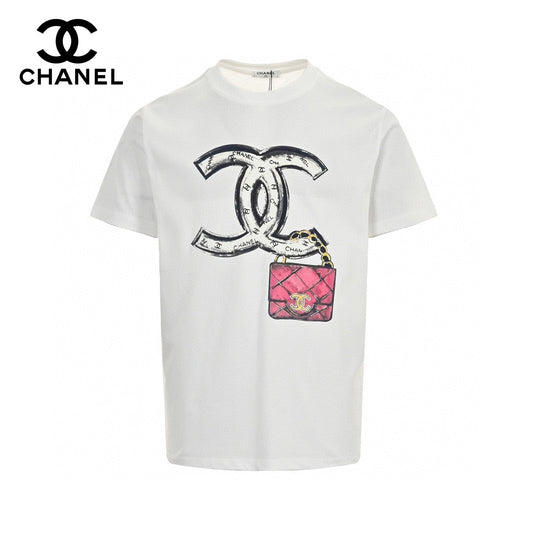 Chanel Logo T-shirt (white) Unisex Streetwear Limited Edition - This white Chanel t-shirt showcases the iconic Chanel logo with a creative twist. It features