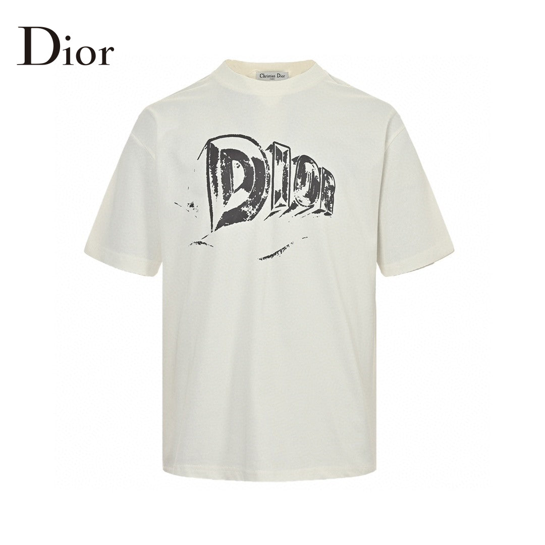 Dior T-shirt With Bold Logo - White Unisex Streetwear Limited Edition - The Dior White T-Shirt with Bold Logo is a stylish and comfortable addition to your